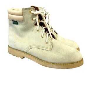 Vintage Esprit Ankle Boots Womens 9 Booties Chunky Heel Hiking Beige Suede 90s